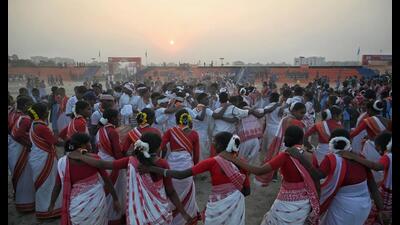 The 19th National Jamboree of the National Scouts and Guides began at Defence Expo ground in Lucknow with a cultural showcase on Monday. (Mushtaq Ali/HT Photo)