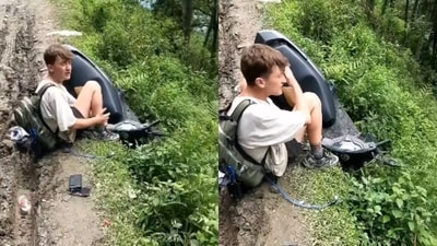 An Indian vlogger helped a foreign tourist stuck on a slippery Nepal track, and the viral video earned widespread appreciation online. (Instagram/who_animesh) An Indian vlogger helped a foreign tourist stuck on a slippery Nepal track, and the viral video earned widespread appreciation online. (Instagram/who_animesh)