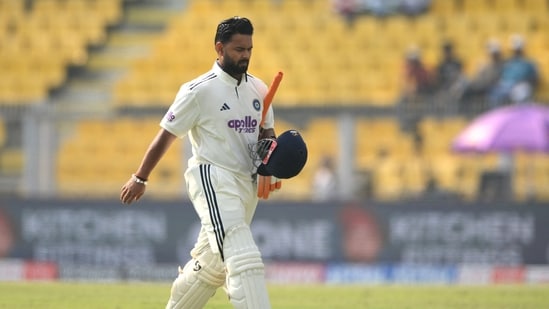 India's Rishabh Pant walks back to the pavilion after his dismissal. (AFP)