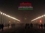 People walking at the India Gate in Delhi on Monday night. People walking at the India Gate in Delhi on Monday night.