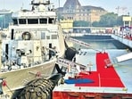 Mumbai, India - Nov. 24, 2025: The Indian Navy commissioned INS Mahe, the first of the Mahe-class anti-submarine warfare shallow water craft in the presence of Army chief Upendra Dwivedi at Naval dockyard in Mumbai, India, on Monday, November 24, 2025. (Photo by Anshuman Poyrekar/Hindustan Times) (Anshuman Poyrekar/HT Photo) Mumbai, India - Nov. 24, 2025: The Indian Navy commissioned INS Mahe, the first of the Mahe-class anti-submarine warfare shallow water craft in the presence of Army chief Upendra Dwivedi at Naval dockyard in Mumbai, India, on Monday, November 24, 2025. (Photo by Anshuman Poyrekar/Hindustan Times) (Anshuman Poyrekar/HT Photo)