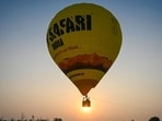 Trials for the hot air balloon rides were conducted at Baansera Park on Tuesday. (Sanchit Khanna/HT Photo)