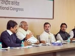 Congress President Mallikarjun Kharge and Leader of Opposition in the Lok Sabha Rahul Gandhi during a meeting with senior Congress leaders in New Delhi. Congress President Mallikarjun Kharge and Leader of Opposition in the Lok Sabha Rahul Gandhi during a meeting with senior Congress leaders in New Delhi.