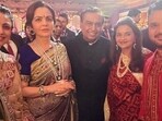 Nita Ambani and Mukesh Ambani at a wedding. 