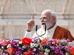 Prime Minister Narendra Modi speaks during the Dhwajarohan Utsav at Shri Ram Janmabhoomi Mandir, in Ayodhya on Tuesday Prime Minister Narendra Modi speaks during the Dhwajarohan Utsav at Shri Ram Janmabhoomi Mandir, in Ayodhya on Tuesday
