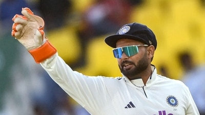 Rishabh Pant adjusts the field during the third day of the second Test match between India and South Africa. (AFP)