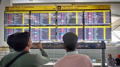 At Delhi’s IGI airport, several major international flights were delayed. (Sanjeev Verma/ Hindustan Times) At Delhi’s IGI airport, several major international flights were delayed. (Sanjeev Verma/ Hindustan Times)