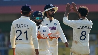 Ravindra Jadeja capped a strong spell with figures of 4 for 62, removing Tristan Stubbs to complete his fourth wicket of the innings. Soon after that breakthrough, South Africa captain Temba Bavuma declared, having forced India to toil through 78.3 exhausting overs. (AP) Ravindra Jadeja capped a strong spell with figures of 4 for 62, removing Tristan Stubbs to complete his fourth wicket of the innings. Soon after that breakthrough, South Africa captain Temba Bavuma declared, having forced India to toil through 78.3 exhausting overs. (AP)