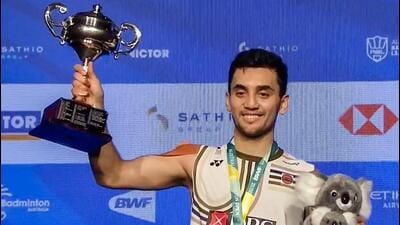Lakshya Sen poses for a picture with trophy after he wins Sathio Australian Open 2025, in Sydney on Sunday. (@pushkardhami X) Lakshya Sen poses for a picture with trophy after he wins Sathio Australian Open 2025, in Sydney on Sunday. (@pushkardhami X)