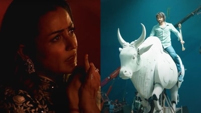 Namrata Shirodkar could be seen praying as Mahesh Babu took the stage on a mechanical bull at the GlobeTrotter event. Namrata Shirodkar could be seen praying as Mahesh Babu took the stage on a mechanical bull at the GlobeTrotter event.
