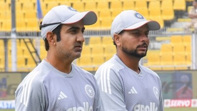 India's head coach Gautam Gambhir and Kuldeep Yadav (PTI) India's head coach Gautam Gambhir and Kuldeep Yadav (PTI)