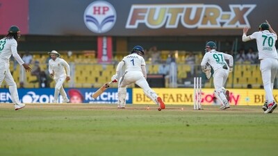 KL Rahul made six before spinner Simon Harmer rearranged his stumps with a delivery that turned significantly. (PTI) KL Rahul made six before spinner Simon Harmer rearranged his stumps with a delivery that turned significantly. (PTI)