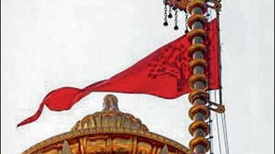 The saffron flag that was hoisted atop Ram temple in Ayodhya on Tuesday. (DPR/PMO) The saffron flag that was hoisted atop Ram temple in Ayodhya on Tuesday. (DPR/PMO)