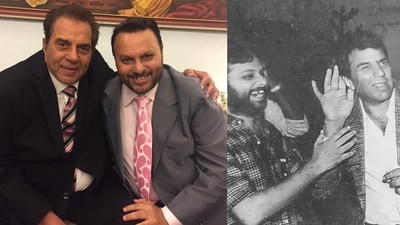 Filmmaker Anil Sharma with Dharmendra and with the superstar during the success bash of Elaan-e-Jung in 1989 Filmmaker Anil Sharma with Dharmendra and with the superstar during the success bash of Elaan-e-Jung in 1989