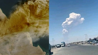The plume contains ash, sulphur dioxide and fine rock particles, IndiaMetSky Weather said. (NASA: Handout via Reuters/ AP) The plume contains ash, sulphur dioxide and fine rock particles, IndiaMetSky Weather said. (NASA: Handout via Reuters/ AP)