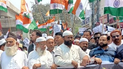 Muslim organisations during a protest against Waqf Amendment Bill in Ludhiana. (HT Photo) Muslim organisations during a protest against Waqf Amendment Bill in Ludhiana. (HT Photo)
