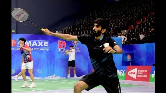 K Srikanth in action in Lucknow on Tuesday (Sourced)