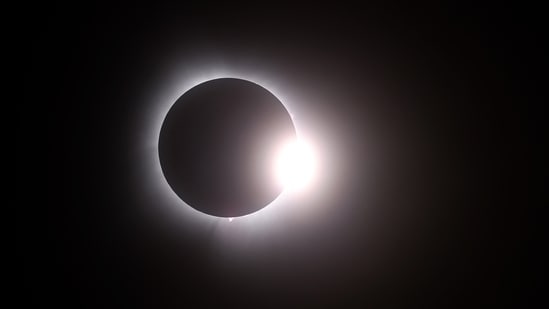 The moon passes in front of the sun during a solar eclipse on April 8, 2024 in Martin Ohio. (Getty Images via AFP)