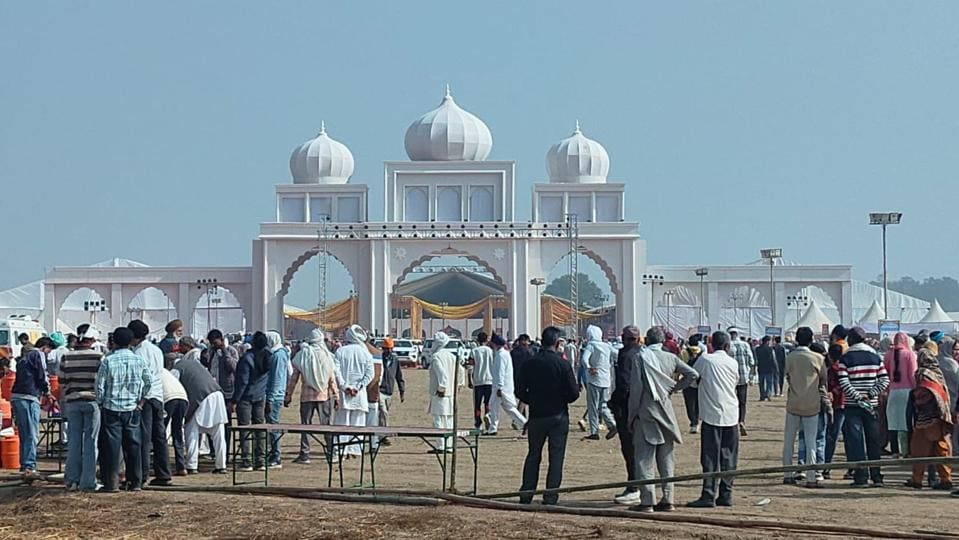 The entrance of the venue of the state-level function at Jyotisar on Tuesday. (HT Photo) The entrance of the venue of the state-level function at Jyotisar on Tuesday. (HT Photo)