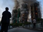 Smoke rises after a fire broke out at Wang Fuk Court, a residential estate in the Tai Po district of Hong Kong's New Territories on Wednesday, Nov. 26 2025.&nbsp;