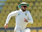 Aiden Markram runs to field the ball on the fifth day of the second cricket test between India and South Africa. Aiden Markram runs to field the ball on the fifth day of the second cricket test between India and South Africa.