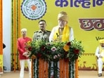 Jharkhand Governor Santosh Kumar Gangwar at KU convocation programme in Chaibasa on Wednesday. (HT PHOTO) Jharkhand Governor Santosh Kumar Gangwar at KU convocation programme in Chaibasa on Wednesday. (HT PHOTO)
