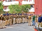 Over 1,000 cops will be deployed in and around Sector 43 to ensure comprehensive crowd management, safety and rapid response during the event. (Ravi Kumar/HT)