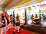 Prime Minister Narendra Modi with Haryana governor Ashim Kumar Ghosh and chief minister Nayab Singh Saini during a programme organised to mark the martyrdom anniversary. (PMO)