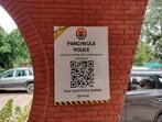 QR code placed at Sector-5 police station in Panchkula. (HT Photo) QR code placed at Sector-5 police station in Panchkula. (HT Photo)