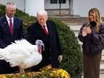 US First Lady Melania Trump, right, watches as President Donald Trump pardons Gobble, the 2025 National Thanksgiving Turkey, during a ceremony in the Rose Garden of the White House in Washington, DC, US, on Tuesday, Nov. 25, 2025. US First Lady Melania Trump, right, watches as President Donald Trump pardons Gobble, the 2025 National Thanksgiving Turkey, during a ceremony in the Rose Garden of the White House in Washington, DC, US, on Tuesday, Nov. 25, 2025.