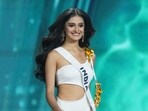 Miss India Manika Vishwakarma competes during the final round of the 74th Miss Universe Beauty Pageant in Nonthaburi province, Thailand on November 21.