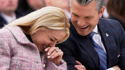 Attorney General Pam Bondi and Secretary of Defense Pete Hegseth speak before President Donald Trump arrives to pardon the national Thanksgiving turkeys Waddle and Gobble, during a pardoning ceremony in the Rose Garden of the White House, Tuesday, Nov. 25, 2025, in Washington. (AP Photo/Julia Demaree Nikhinson) (AP) Attorney General Pam Bondi and Secretary of Defense Pete Hegseth speak before President Donald Trump arrives to pardon the national Thanksgiving turkeys Waddle and Gobble, during a pardoning ceremony in the Rose Garden of the White House, Tuesday, Nov. 25, 2025, in Washington. (AP Photo/Julia Demaree Nikhinson) (AP)