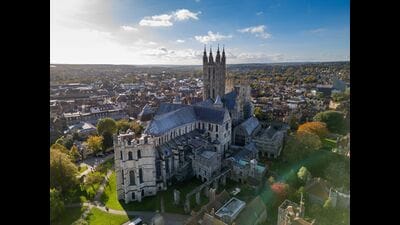 Aerial view of Canterbury Cathedral in Kent (VisitBritain/Robin Creative Medi) Aerial view of Canterbury Cathedral in Kent (VisitBritain/Robin Creative Medi)