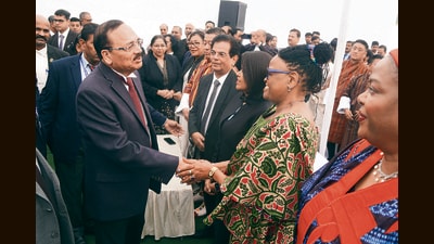 Chief Justice Surya Kant (left) with his Kenyan conterpart Martha Koome during Constitution Day celebrations at Supreme Court on Wednesday (PTI) Chief Justice Surya Kant (left) with his Kenyan conterpart Martha Koome during Constitution Day celebrations at Supreme Court on Wednesday (PTI)