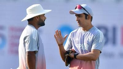 India's head coach Gautam Gambhir with stand-in captain Rishabh Pant during a warm-up during the second Test cricket match between India and South Africa. (PTI) India's head coach Gautam Gambhir with stand-in captain Rishabh Pant during a warm-up during the second Test cricket match between India and South Africa. (PTI)