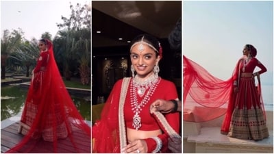 The video is a beautifully edited montage of Netra Mantena's final bridal preparations and her emotional entrance to the wedding venue. (Instagram/ Namrata Soni) The video is a beautifully edited montage of Netra Mantena's final bridal preparations and her emotional entrance to the wedding venue. (Instagram/ Namrata Soni)