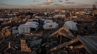 A general view after heavy rain in Jabalia city, northern Gaza Strip. (AFP) A general view after heavy rain in Jabalia city, northern Gaza Strip. (AFP)