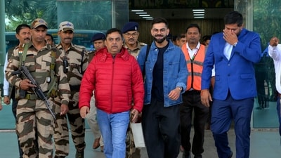 Virat Kohli arrives at Birsa Munda Airport in Ranchi (PTI) Virat Kohli arrives at Birsa Munda Airport in Ranchi (PTI)