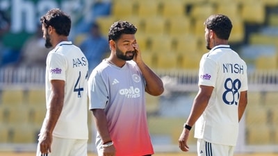 Rishabh Pant with teammates Akash Deep and Nitish Kumar Reddy after the team lost the second Test match against South Africa. (PTI) Rishabh Pant with teammates Akash Deep and Nitish Kumar Reddy after the team lost the second Test match against South Africa. (PTI)