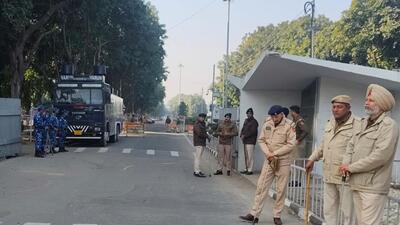Security personnel standing guard at Gate number 1 of Panjab University in Chandigarh on Wednesday. (Keshav Singh/HT) Security personnel standing guard at Gate number 1 of Panjab University in Chandigarh on Wednesday. (Keshav Singh/HT)