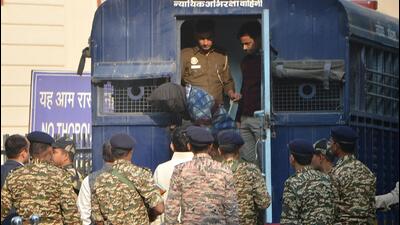 The NIA produced accused, Mohammad Shoaib, in Red Fort blast case at Patiala House Court in New Delhi on Wednesday. (HT photo) The NIA produced accused, Mohammad Shoaib, in Red Fort blast case at Patiala House Court in New Delhi on Wednesday. (HT photo)