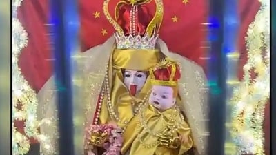 According to the RCF police station official, a video also surfaced on social media showing the Kali Mata idol dressed as Mother Mary in the temple. (@luffysharma33/X) According to the RCF police station official, a video also surfaced on social media showing the Kali Mata idol dressed as Mother Mary in the temple. (@luffysharma33/X)