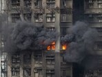 A fire can be seen at Wang Fuk Court, a residential estate in the Tai Po district of Hong Kong's New Territories.