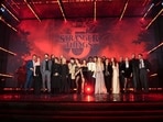 Cast members of Stranger Things Season 5 during the premiere in London on November 13.(Scott A Garfitt/Invision/AP)