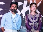 Dhanush and Kriti Sanon during the press conference in New Delhi for their upcoming film Tere Ishk Mein. Dhanush and Kriti Sanon during the press conference in New Delhi for their upcoming film Tere Ishk Mein.