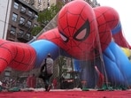 Spider-Man balloon inflation during preparations for the 99th Macy's Thanksgiving Day Parade on Wednesday Spider-Man balloon inflation during preparations for the 99th Macy's Thanksgiving Day Parade on Wednesday