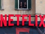 A Netflix logo is displayed at the Lucca Comics & Games 2025 event in Lucca, Italy