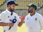 India's captain Rishabh Pant interacts with South Africa's captain Temba Bavuma