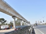 Pune, India -February 17, 2023 :Metro Work in progress near balewad-wakad road in Pune, India, on Friday,February 17 , 2023.(HT PHOTO)