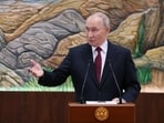 Russian President Vladimir Putin gestures speaking to Russian journalists after the summit of the Collective Security Treaty Organisation (CSTO) in Bishkek, Kyrgyzstan. Russian President Vladimir Putin gestures speaking to Russian journalists after the summit of the Collective Security Treaty Organisation (CSTO) in Bishkek, Kyrgyzstan.